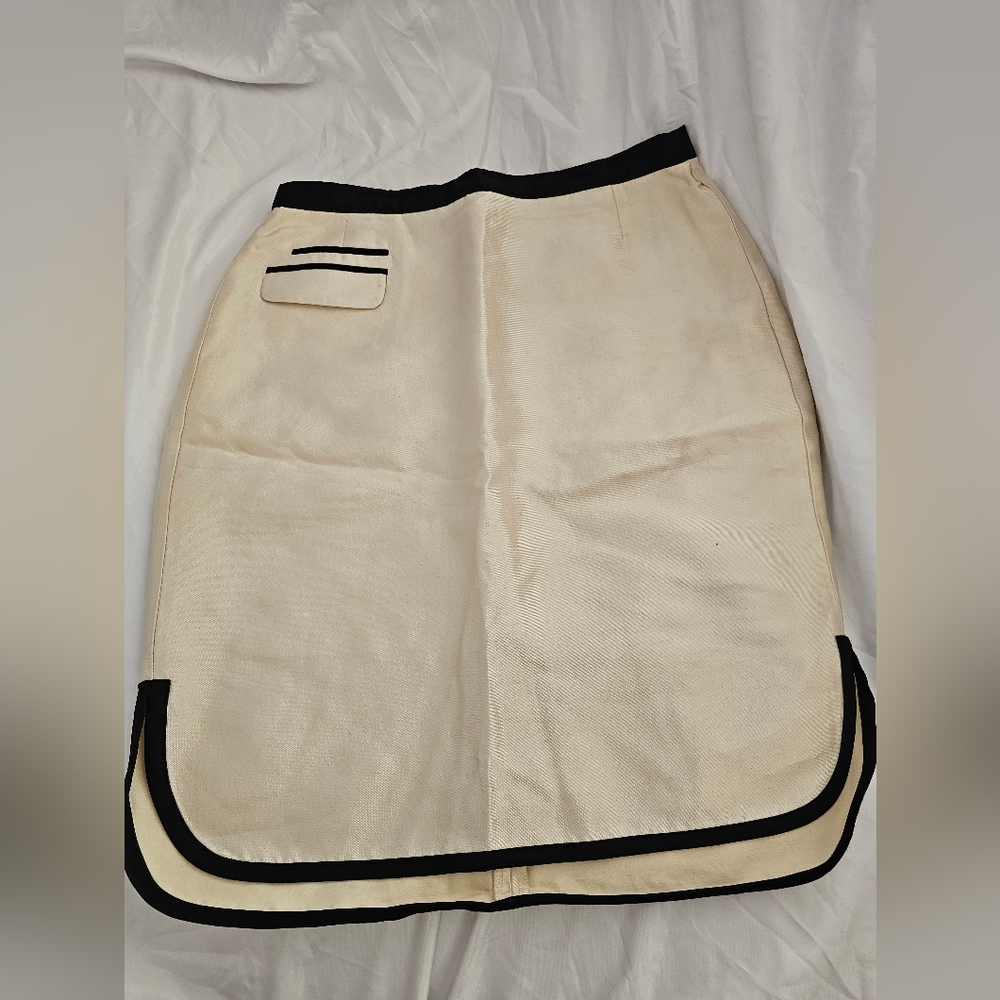 JCrew Chic Cream Skirt with Black Trim